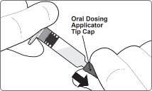 Step 1: Remove the protective tip cap from the oral dosing applicator